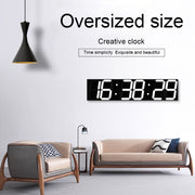 Multifunctional LED Wall Clock Creative Digital Clock, Style:Hollow Remote Control(White Font)