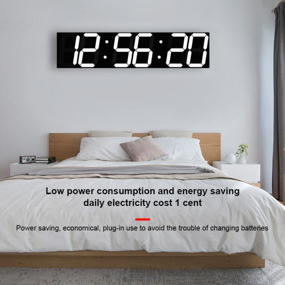 Multifunctional LED Wall Clock Creative Digital Clock, Style:Hollow Remote Control(White Font)
