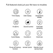 Multifunctional LED Wall Clock Creative Digital Clock, Style:Sealed Box Remote Control(White Font)