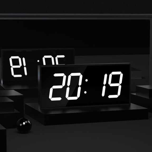 LED Large Screen Digital Electronic Clock Remote Control Double-sided Wall Clock (White)