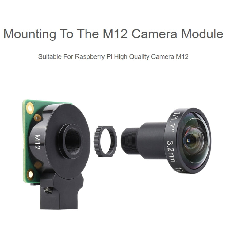 Waveshare WS1603212 For Raspberry Pi M12 High Resolution Lens, 12MP, 160 Degree FOV, 3.2mm Focal Length, 23967