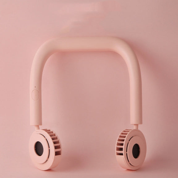 USB Charging Fan Portable Mini Hanging Neck Fan(Cherry Blossom Powder)