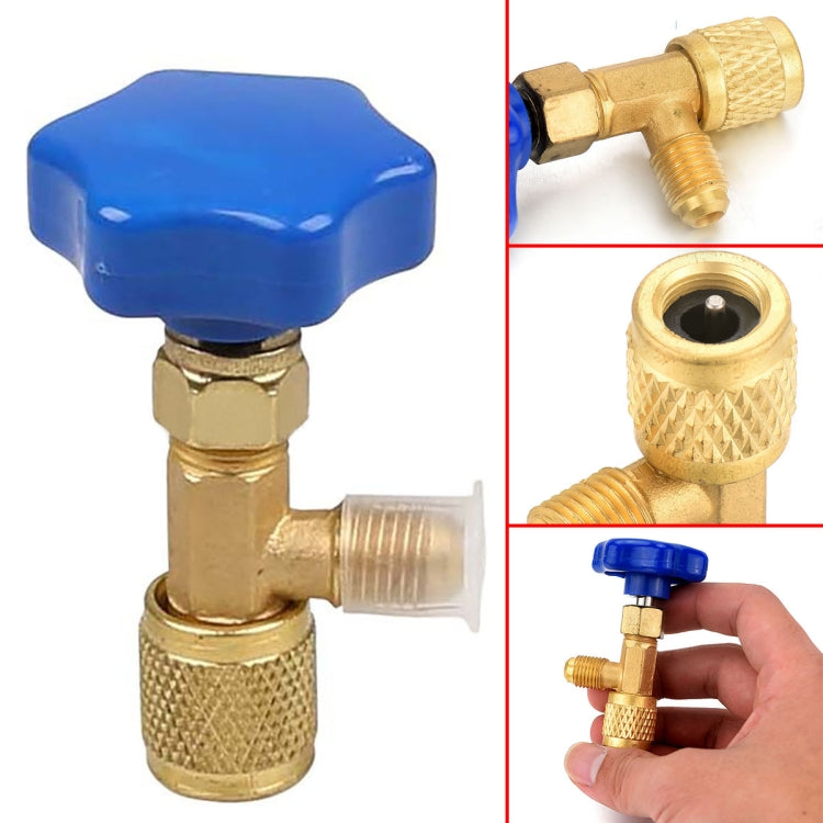 Blue Metal Valve Bottle Opener 1/4 SAE Connector Dispensing Refrigerant Valve Bottle Openers for R22 R134a R410A - Others by PMC TechLife | Online Shopping South Africa | PMC TechLife | Buy Now Pay Later Mobicred