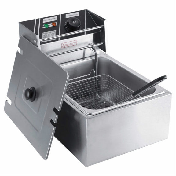 Desktop Thickening Electric Fryer Fried Chicken Legs Fries Stainless Steel Electric Fryer With Basket(Single Cylinder Single Screen)