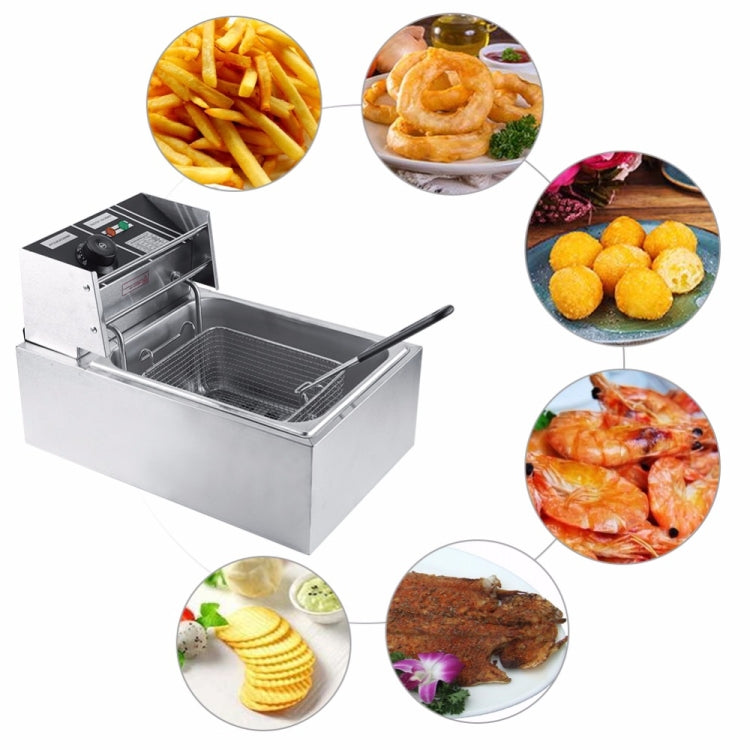 Desktop Thickening Electric Fryer Fried Chicken Legs Fries Stainless Steel Electric Fryer With Basket(Single Cylinder Single Screen)
