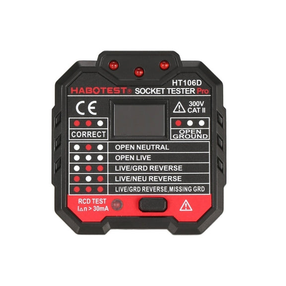 HT106 Socket Testers Voltage Test Detector Ground Line Neutral Line Live Line Leakage Electroscope(EU Plug)