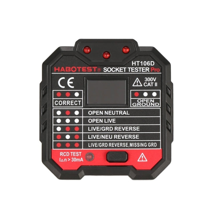 HT106 Socket Testers Voltage Test Detector Ground Line Neutral Line Live Line Leakage Electroscope(US Plug)