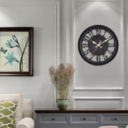 Home Round Retro Living Room Quartz Wall Clock(Antique Silver)