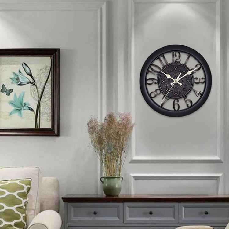Home Round Retro Living Room Quartz Wall Clock(Antique Silver)