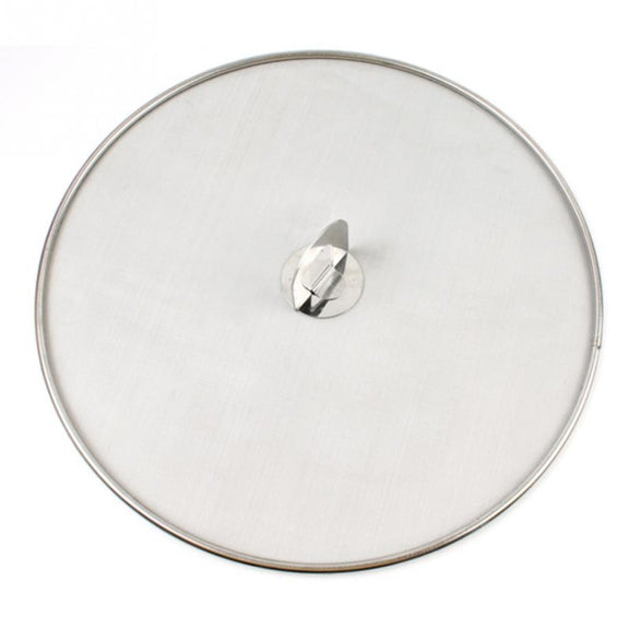 Stainless Steel Oil Proof Cover Fried Oil Splash Proof Net Cover Pizza Tray Kitchen Gadget, Size:33cm(Stainless steel)