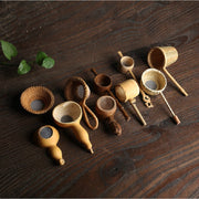 Bamboo Woven Creative Filter Reusable Filter Tea Colander Gadget, Style:Bamboo Basket Tea Leak