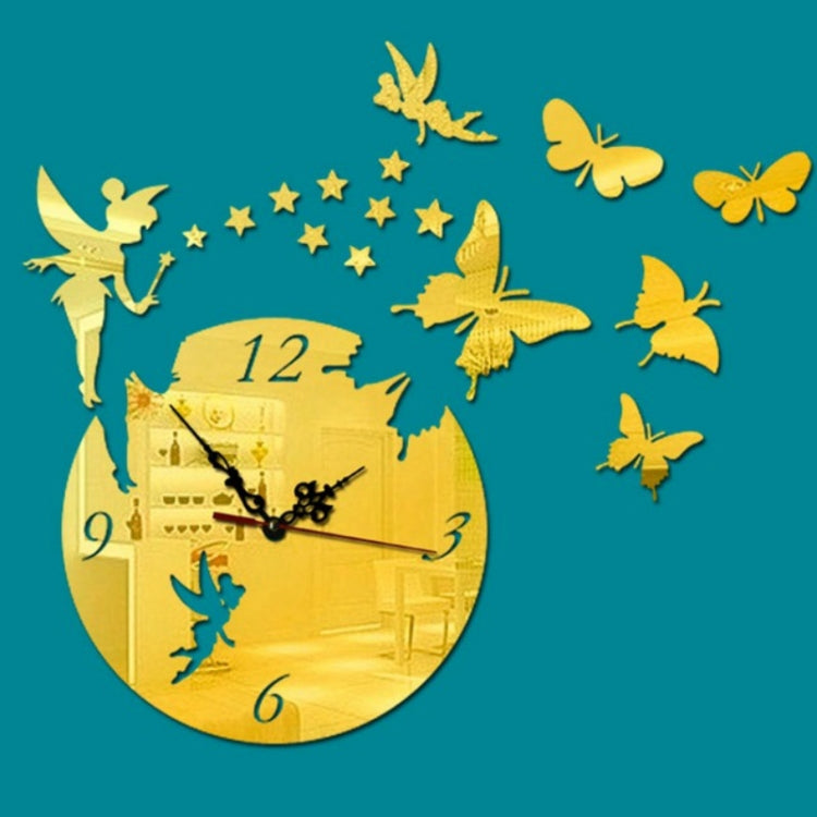 Butterfly Star 3D Acrylic Stereo Living Room Bedroom Decorating Mirror Wall Clock(Gold) - Wall Clock by PMc TechLife | Online Shopping South Africa | PMc TechLife | Buy Now Pay Later Mobicred