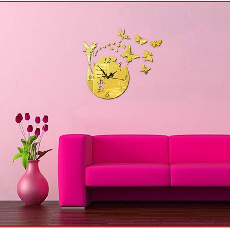 Butterfly Star 3D Acrylic Stereo Living Room Bedroom Decorating Mirror Wall Clock(Silver) - Wall Clock by PMc TechLife | Online Shopping South Africa | PMc TechLife | Buy Now Pay Later Mobicred