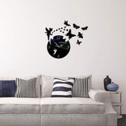 Butterfly Star 3D Acrylic Stereo Living Room Bedroom Decorating Mirror Wall Clock(Silver)