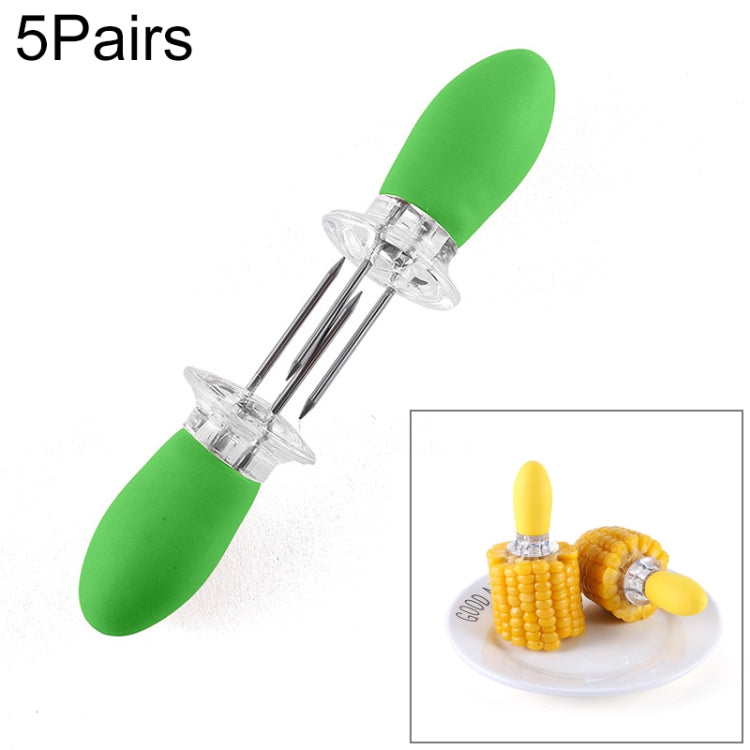 5 Pairs Outdoor BBQ Stainless Steel Corn Fork Fruit Fork Corn Device(Green) - Gadgets by PMC TechLife | Online Shopping South Africa | PMC TechLife | Buy Now Pay Later Mobicred