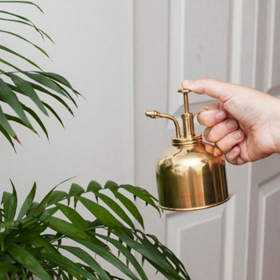 Vintage Brass Gardening Meaty Small Watering Can (Gold)
