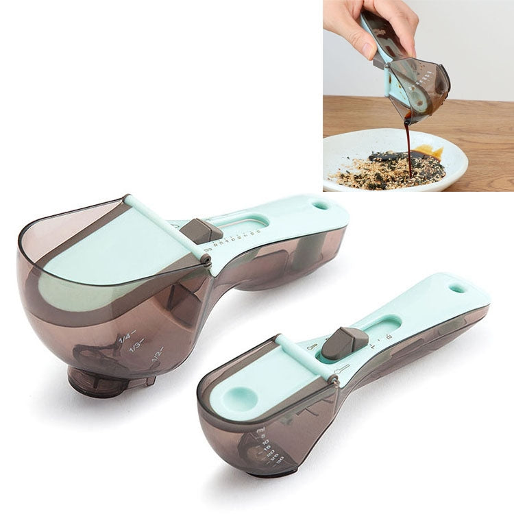 2 in 1 Kitchen Tool Plastic Measuring Spoon Adjustable Baking Tool Measuring Spoon, Specification:1 Large 1 Small Set(Light Blue) - Baking Pastry Tools by PMC TechLife | Online Shopping South Africa | PMC TechLife