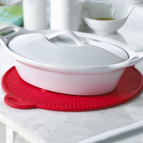 Multifunctional Food Grade Silicone Placemat Creative Kitchenware Heat Insulation Screen Filter(Red)