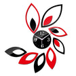 Flower Art Modern Design DIY Removable 3D Crystal Mirror Wall Clock Wall Sticker Living Room Bedroom Decor(Red+Black) - Wall Clock by PMc TechLife | Online Shopping South Africa | PMc TechLife | Buy Now Pay Later Mobicred