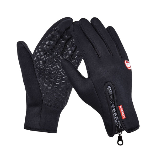 Outdoor Sports Hiking Winter Leather Soft Warm Bike Gloves For Men Women, Size:XL (Red)