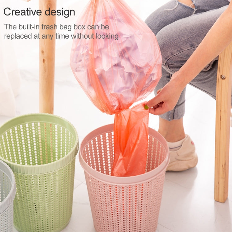 Household Removable Plastic Trash Bin Built-in Trash Bag Box(Green)