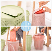 Household Removable Plastic Trash Bin Built-in Trash Bag Box(Pink)