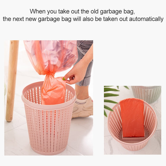 Household Removable Plastic Trash Bin Built-in Trash Bag Box(Pink)