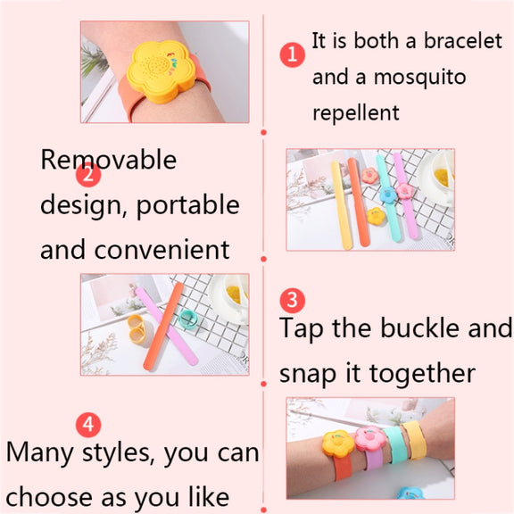 4 PCS Outdoor Portable Cartoon Mosquito Repellent Bracelet Anti-mosquito Snap Ring, Style:Popular Fruits