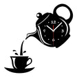 Creative DIY Acrylic Coffee Cup Teapot 3D Wall Clock Decorative Kitchen Wall Clocks Living Room Dining Room Home Decor Clock(Black) - Wall Clock by PMC TechLife | Online Shopping South Africa | PMC TechLife | Buy Now Pay Later Mobicred