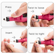 1 Set Power Professional Electric Manicure Machine Pen Pedicure Nail File Nail Tools 6 bits Drill Nail Drill Machine(EU White)