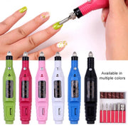 1 Set Power Professional Electric Manicure Machine Pen Pedicure Nail File Nail Tools 6 bits Drill Nail Drill Machine(EU White)