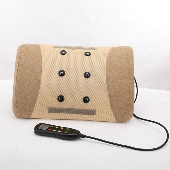 Heating Pulse Acupuncture Waist Massager Multifunctional Household Lumbar Disc Automatic Traction Device, Plug Type:US Plug(Brown)
