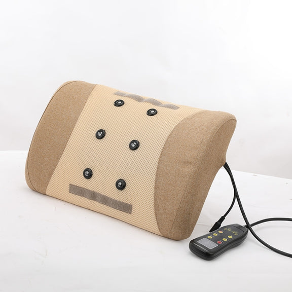 Heating Pulse Acupuncture Waist Massager Multifunctional Household Lumbar Disc Automatic Traction Device, Plug Type:US Plug(Brown)