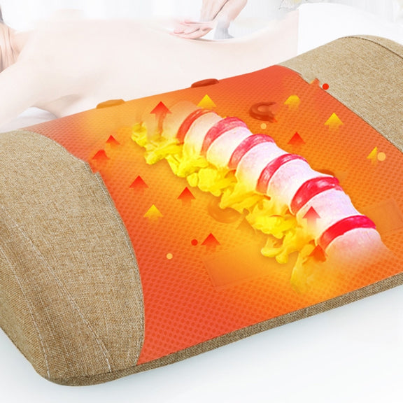 Heating Pulse Acupuncture Waist Massager Multifunctional Household Lumbar Disc Automatic Traction Device, Plug Type:EU Plug(Brown)