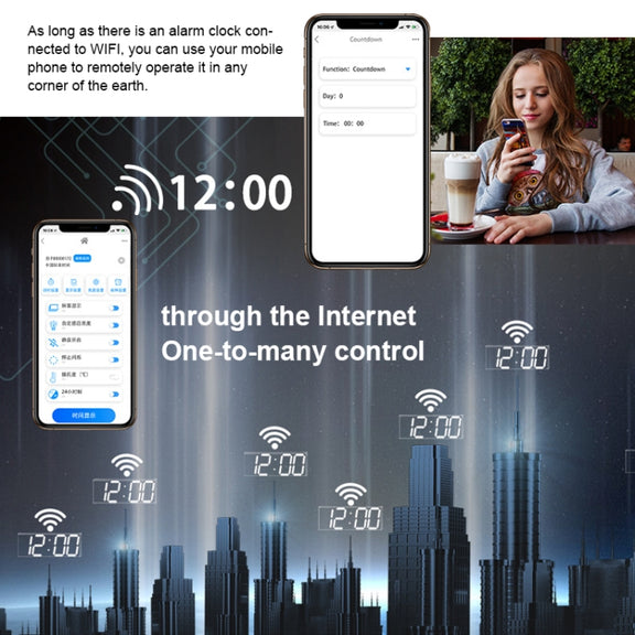 Creative LED Digital Wall Clock Multi-function WIFI Clock, Style:6 Bit Sealed Box WIFI(White)