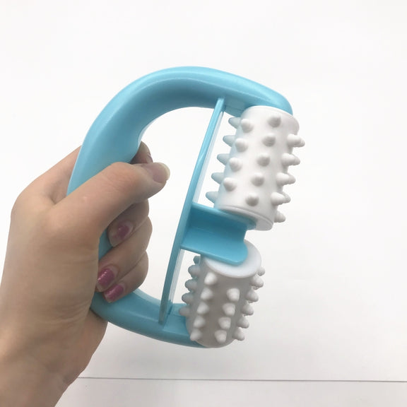 T9142 Plastic Manual Two-wheel Massager Round Handle Massager(Blue)