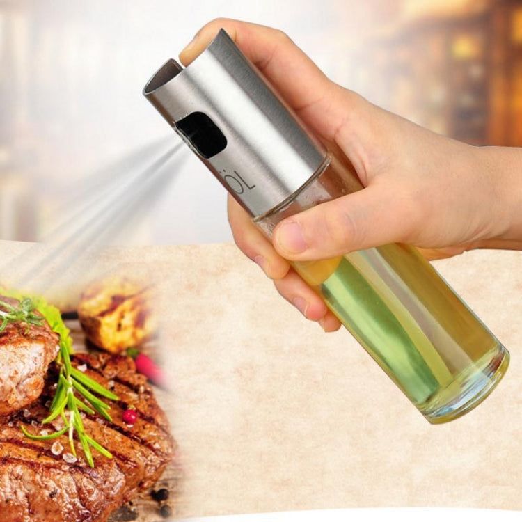 Plastic Glass Olive Pump Spray Bottle Oil Sauce Vinegar Bottle Oil Dispenser(Silver) - Condiment Bottles & Hip Flasks by PMC TechLife | Online Shopping South Africa | PMC TechLife
