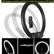 14 inch+Phone Clip Dimmable Color Temperature LED Ring Fill Light Live Broadcast Set With 2.1m Tripod Mount, CN Plug
