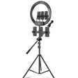 18 inch+6 Phone Clips+Microphone Pole Dimmable Color Temperature LED Ring Fill Light Live Broadcast Set With 2.1m Tripod Mount, CN Plug - Ring Light by PMC TechLife | Online Shopping South Africa | PMC TechLife | Buy Now Pay Later Mobicred