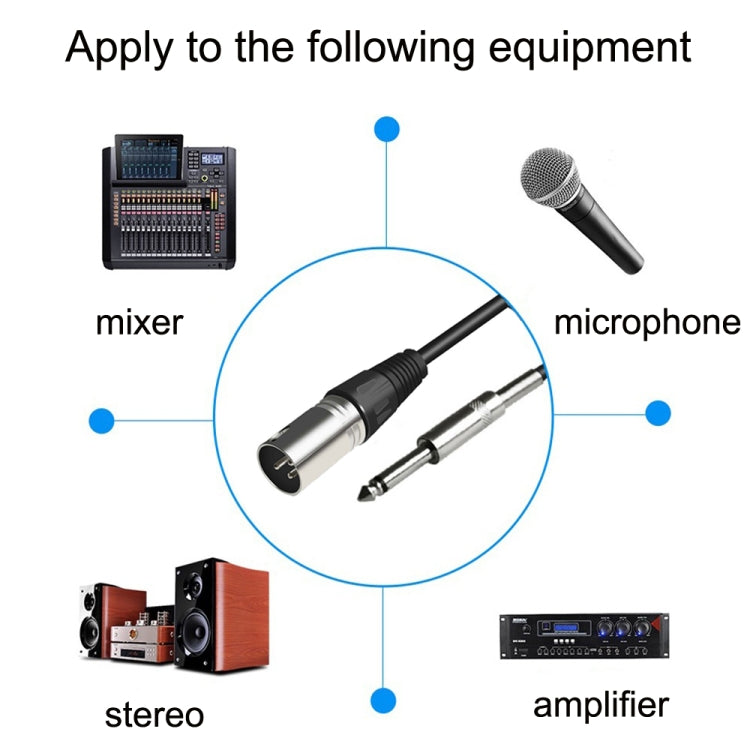 6.35mm Caron Male To XLR 2pin Balance Microphone Audio Cable Mixer Line, Size:15m