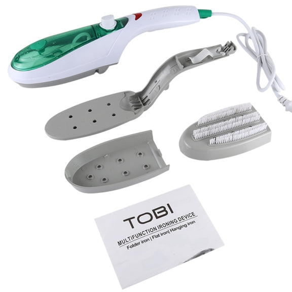 Handheld Garment Steamer Brush Portable Clothes Steam Iron, UK Plug 220V(Green)