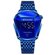 BINBOND Locomotive Concept Touch Screen Steel Belt Watch Men Live Black Technology Watch(Blue Steel Blue)