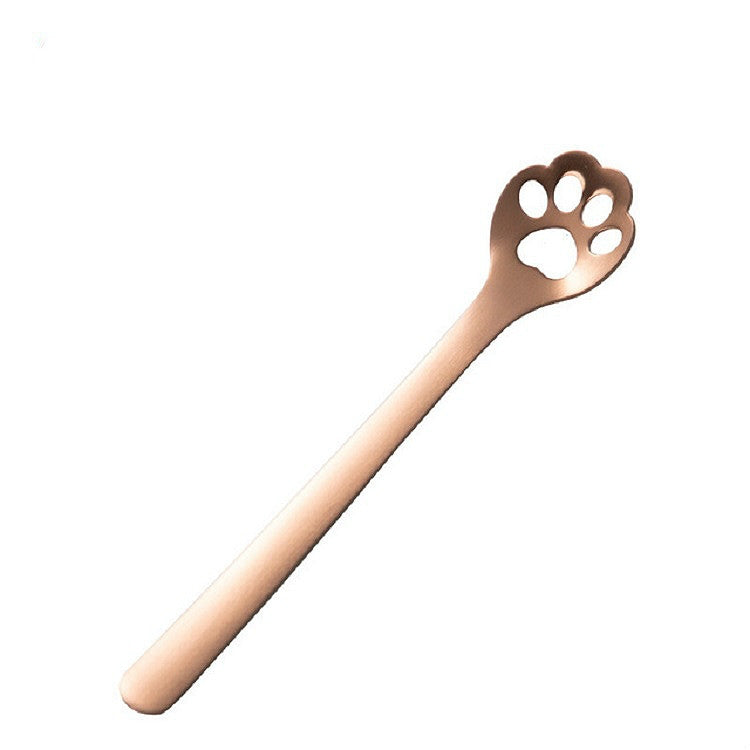 Stainless Steel Creative Cat Claw Coffee Spoon Dessert Cake Spoon, Style:Hollow Cat Claw Spoon, Color:Rose Gold - free shipping - PMC TechLife - Order now!