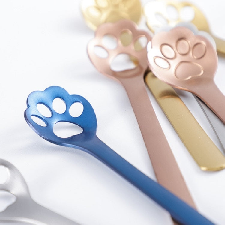 Stainless Steel Creative Cat Claw Coffee Spoon Dessert Cake Spoon, Style:Cat Claw Spoon, Color:Black