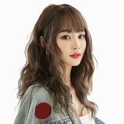 Women's Wool Long Hair With Bangs Natural Fluffy Wig, Color:Cold Brown 54CM