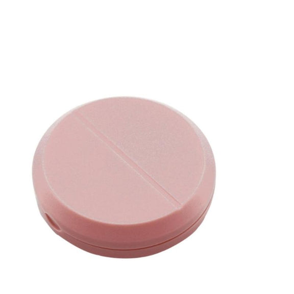 Round Medicine Cutter Stainless Steel Blade Plastic Medicine Dispensing Box(White)