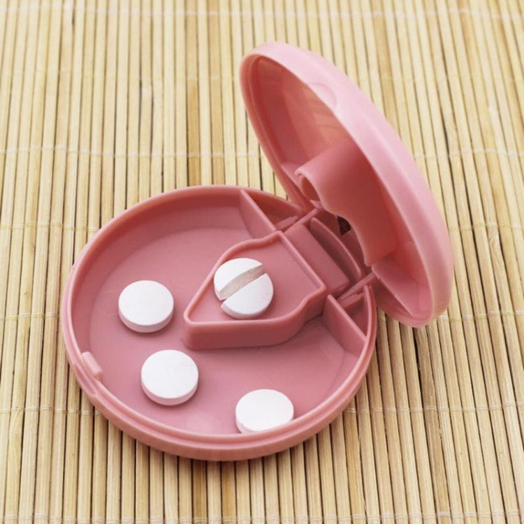 Round Medicine Cutter Stainless Steel Blade Plastic Medicine Dispensing Box(Pink) - free shipping - PMC TechLife - Order now!