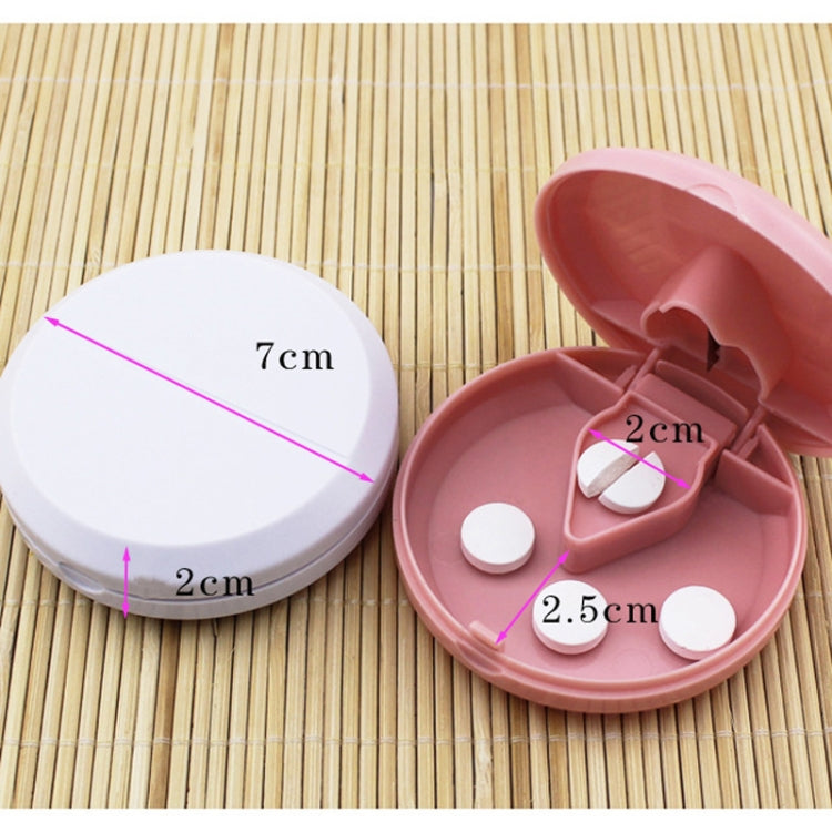 Round Medicine Cutter Stainless Steel Blade Plastic Medicine Dispensing Box(Pink) - free shipping - PMC TechLife - Order now!