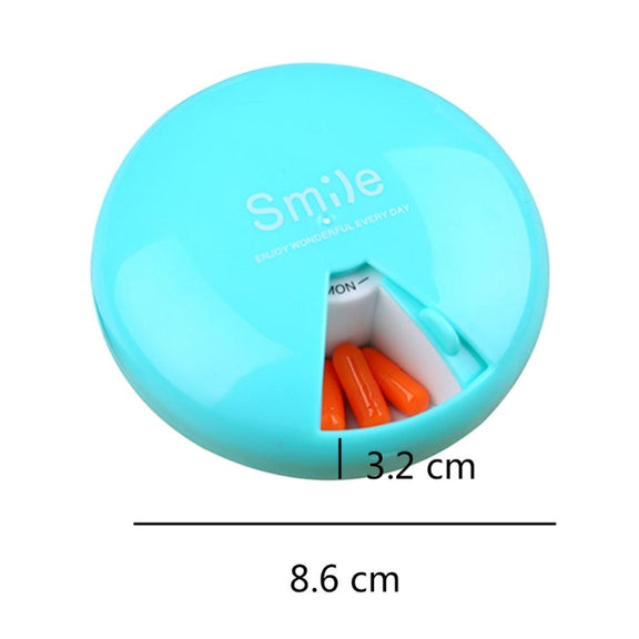Portable 7 Days Drugs Pill Container Rotation Pillbox(Orange)