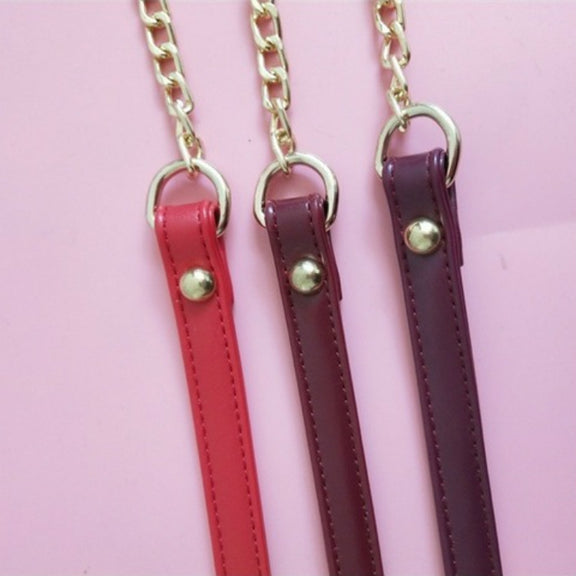 Women Bag PU Leather Chain Long Shoulder Strap Bag Accessories(Black)